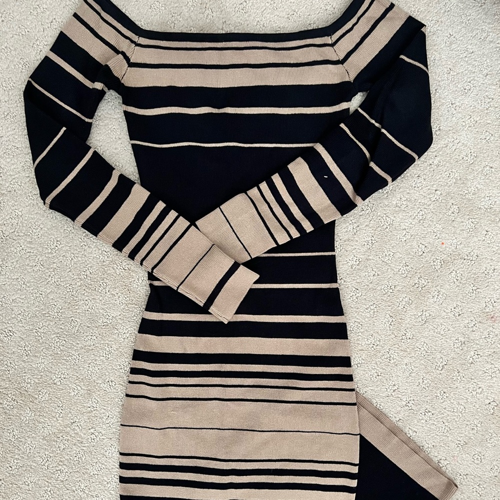 Fashion Nova - Catch Me Offline MIDI Sweater Dress - Black/Brown